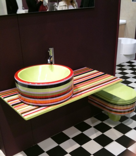 Striped toilet and sink